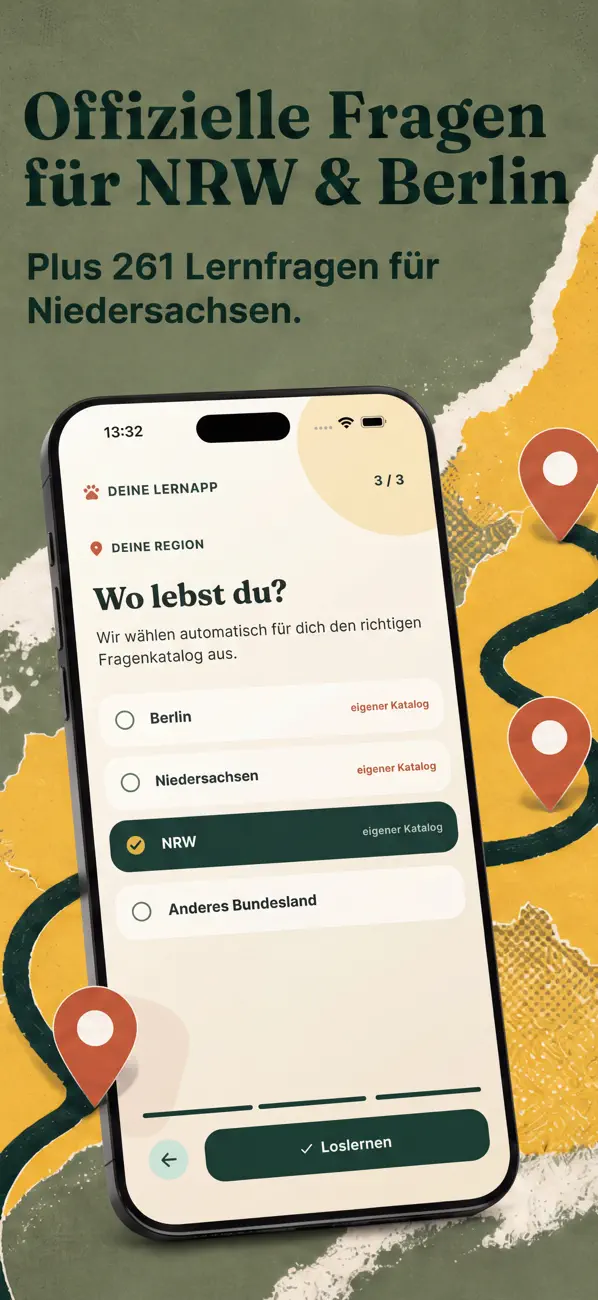 Auswahl des offiziellen Fragenkatalogs nach Bundesland