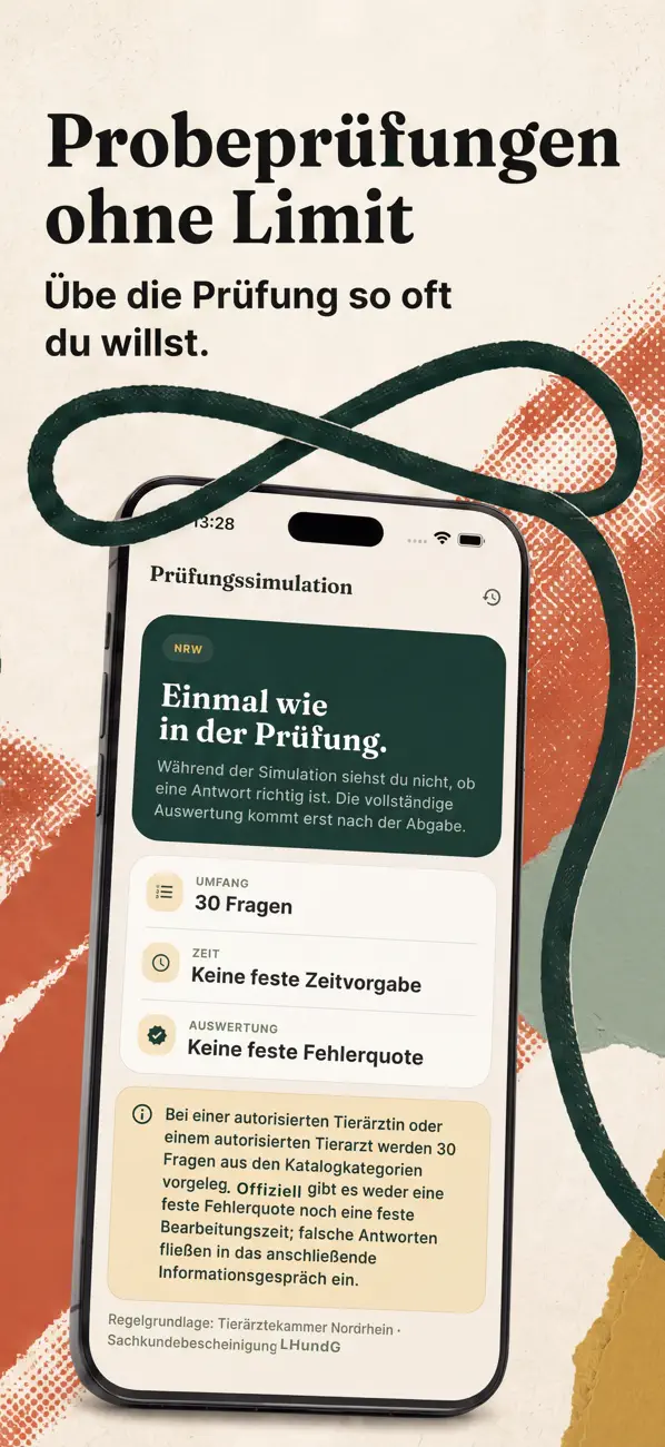 App-Store-Screenshot: unbegrenzt realistische Probeprüfungen üben
